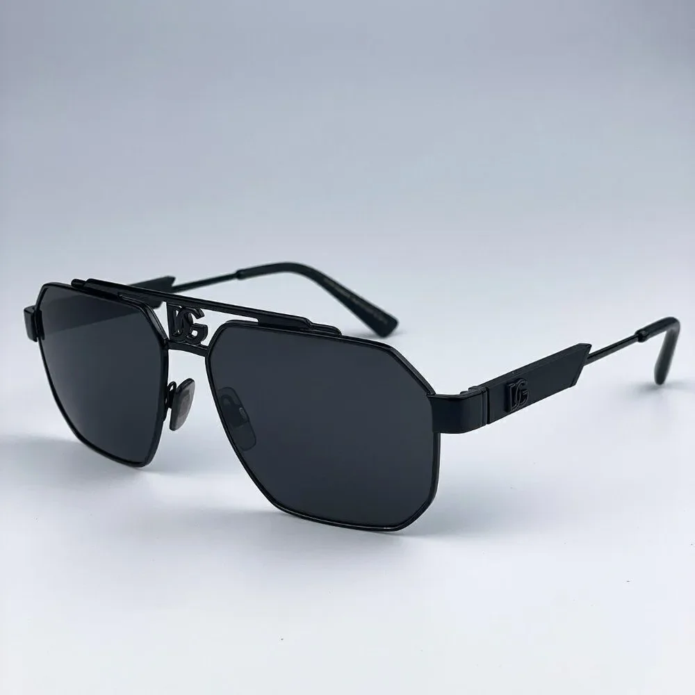 SALE! NEW D&G DG2294 01/87 Black Grey Pilot Metal Unisex Sunglasses